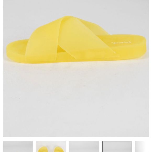 Qupid‎ Yellow Crisscross Slide Sandals - Picture 3 of 4